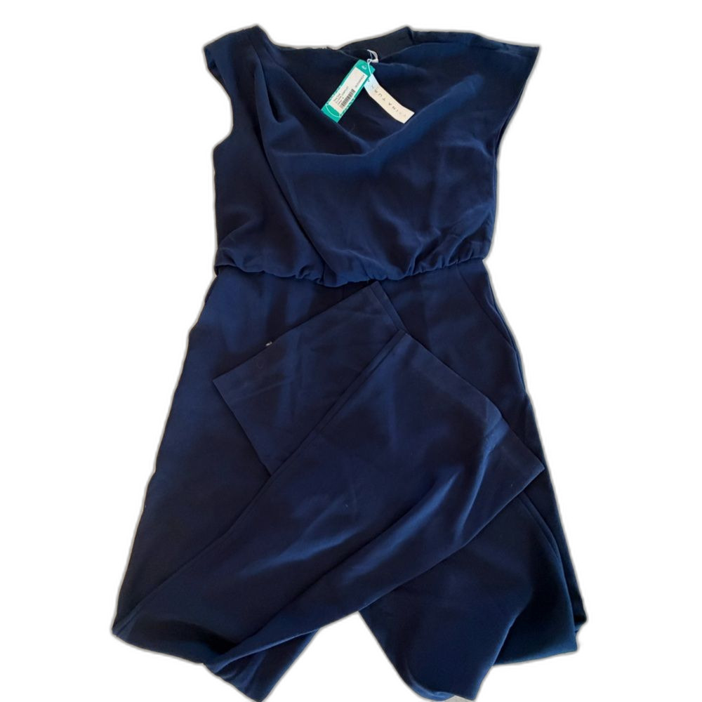 Trina Turk Navy Blue Wrap Jumpsuit Size 6